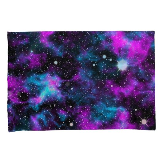 Paarse blauw galaxy-ruimtesterren kussensloop (Voorkant-Rechts)