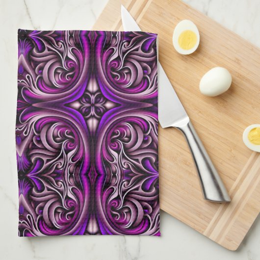 Paarse blauw gepatenteerde keukenhanddoek (Quarter Fold)