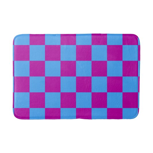 Paarse blauw geruit controlepatroon badmat (Voorkant)