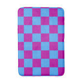 Paarse blauw geruit controlepatroon badmat (Voorkant Verticaal)