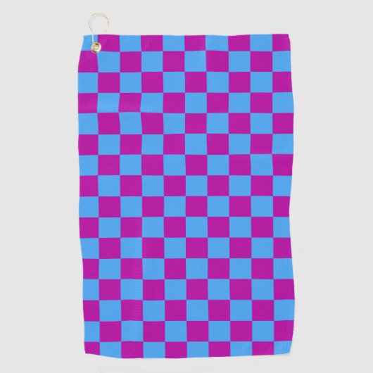 Paarse blauw geruit controlepatroon golfhanddoek (Voorkant)