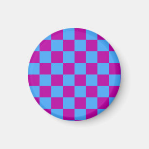 Paarse blauw geruit controlepatroon magneet