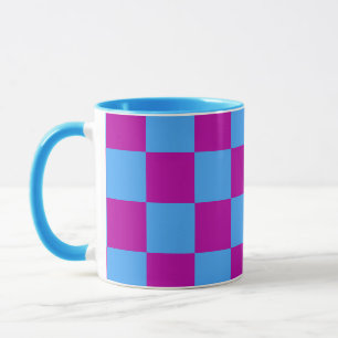 Paarse blauw geruit controlepatroon mok