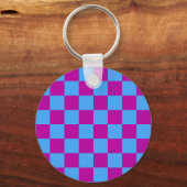 Paarse blauw geruit controlepatroon sleutelhanger (Achterkant)