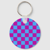 Paarse blauw geruit controlepatroon sleutelhanger (Achterkant)