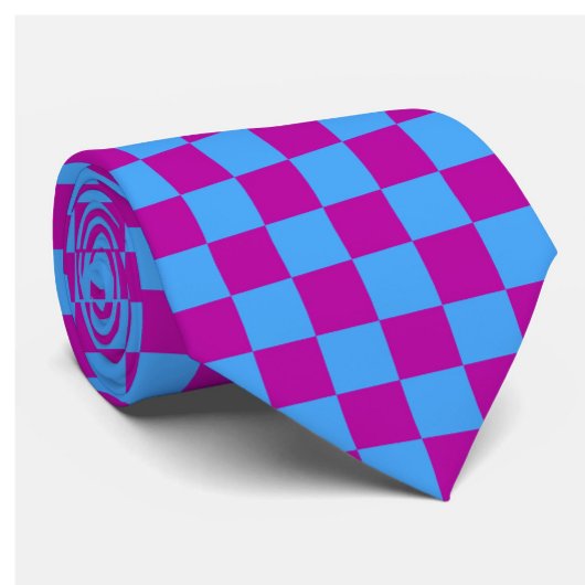 Paarse blauw geruit controlepatroon stropdas