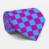 Paarse blauw geruit controlepatroon stropdas (Opgerold)