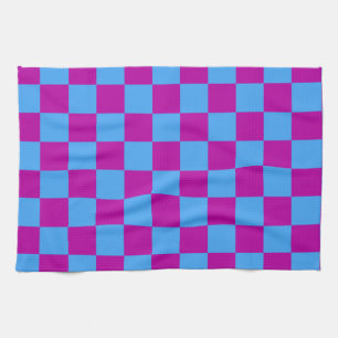 Paarse blauw geruit controlepatroon theedoek