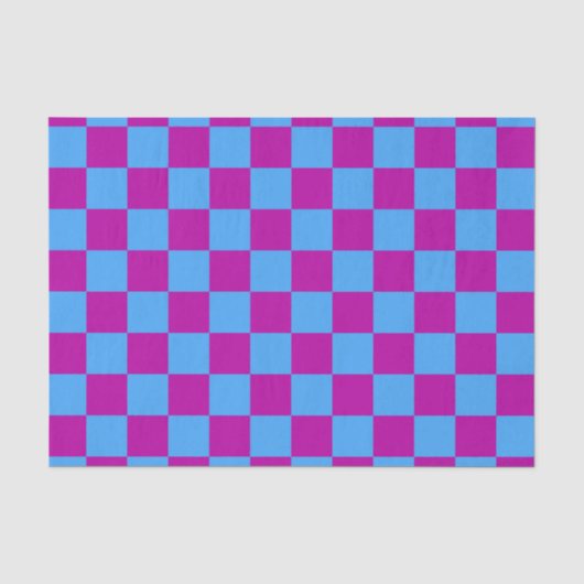 Paarse blauw geruit controlepatroon tissuepapier (Voorkant)