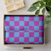 Paarse blauw geruit controlepatroon tissuepapier (Geschenk)