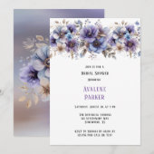 Paarse blauw geschilderd bloemig Vrijgezellenfeest Kaart (Voorkant / Achterkant)