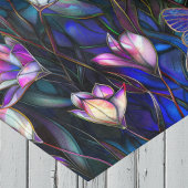 Paarse blauw Glas in lood look tulpen vlinders Tissuepapier
