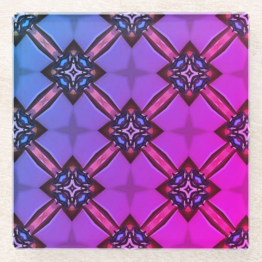 Paarse blauw  Glas in lood stijl Onderzetters (Voorkant)