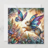 Paarse Blauw Glazen in lood Vlinder Konijnenpasen Feestdagenkaart (Voorkant)