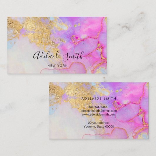 paarse blauw goud abstract visitekaartje (Voorkant / Achterkant)