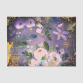  paarse Blauw Goud Bloemen waterverf Script Tissuepapier (Voorkant)