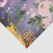  paarse Blauw Goud Bloemen waterverf Script Tissuepapier (Detail)