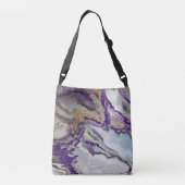 Paarse Blauw Goud en Groen Marmer-y Looking Crossbody Tas (Achterkant)