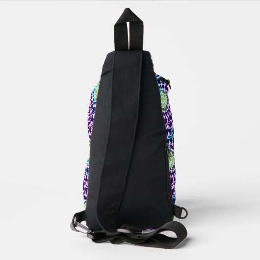 Paarse Blauw Groen Boho Stropdas-Dye Pattern Sling Bag (Achterkant)