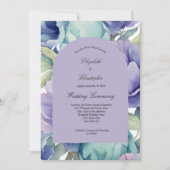 Paarse Blauw Groene Bloemboog Wedding Kaart (Voorkant)
