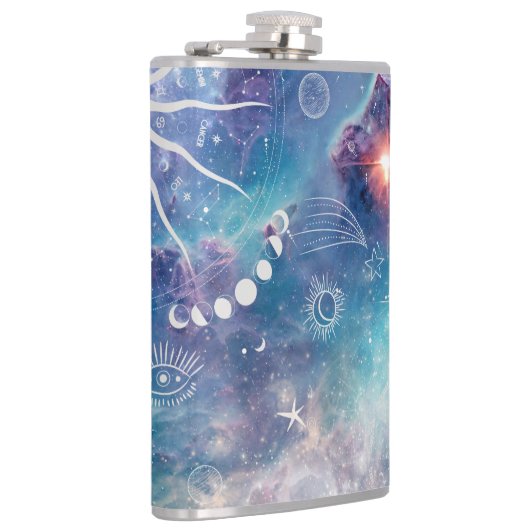 Paarse blauw hemelpatroon heupfles (Rechts)