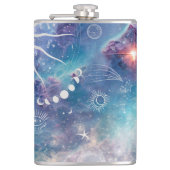 Paarse blauw hemelpatroon heupfles (Voorkant)