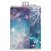 Paarse blauw hemelpatroon heupfles (Achterkant)