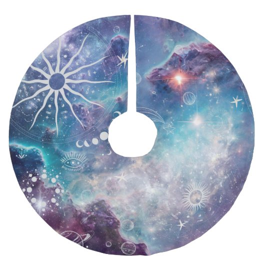 Paarse blauw hemelpatroon kerstboom rok (Voorkant)