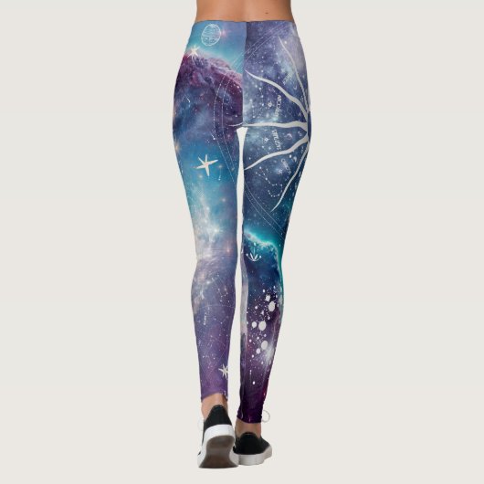 Paarse blauw hemelpatroon leggings (Achterkant)