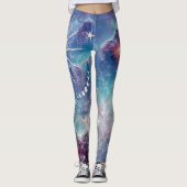 Paarse blauw hemelpatroon leggings (Voorkant)