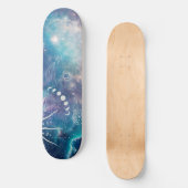 Paarse blauw hemelpatroon persoonlijk skateboard (Voorkant)