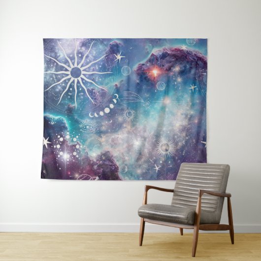 Paarse blauw hemelpatroon wandkleed (In Situ (horizontaal))