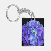 Paarse blauw Hydrangeas paarse bloemen Beste Tante Sleutelhanger (Voorkant Links)
