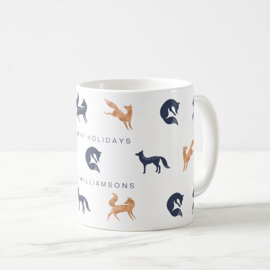 Paarse Blauw & Koper Vakantie Woodland Forest Voss Koffiemok (Voorkant rechts)