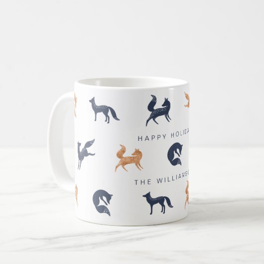 Paarse Blauw & Koper Vakantie Woodland Forest Voss Koffiemok (Voorkant links)