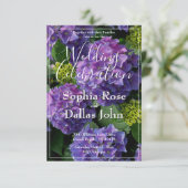 Paarse blauw maagdenpalm magenta hortensia's bruil kaart (Staand voorkant)