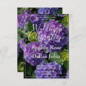 Paarse blauw maagdenpalm magenta hortensia's bruil kaart (Voorkant / Achterkant)