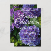 Paarse blauw maagdenpalm magenta hortensia's bruil kaart (Voorkant / Achterkant)