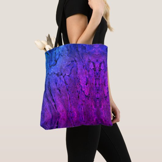 Paarse blauw marmeren patroon tote bag (Dichtbij)