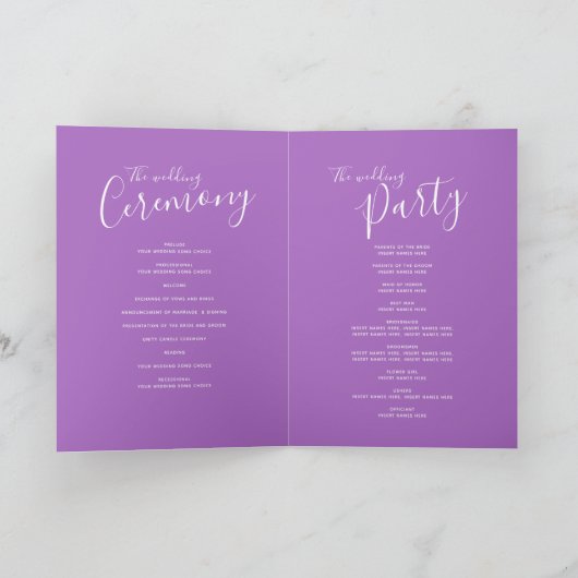 Paarse blauw modern cascading kunst bruiloft progr programma (Binnen)