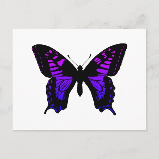 Paarse blauw ombre wing Butterfly Briefkaart (Voorkant)
