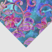 Paarse Blauw Roze Waterverf Damask Ontwerp Tissuepapier (Detail)