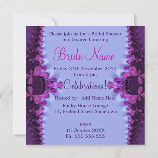 Paarse blauw-satijnelaas-bredal - Uitnodiging (Achterkant)