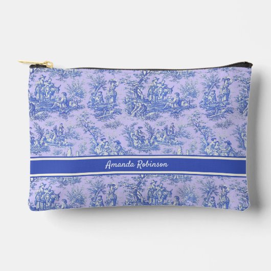  paarse blauw Toile de Jouy afgedrukt Etui (Voorkant)