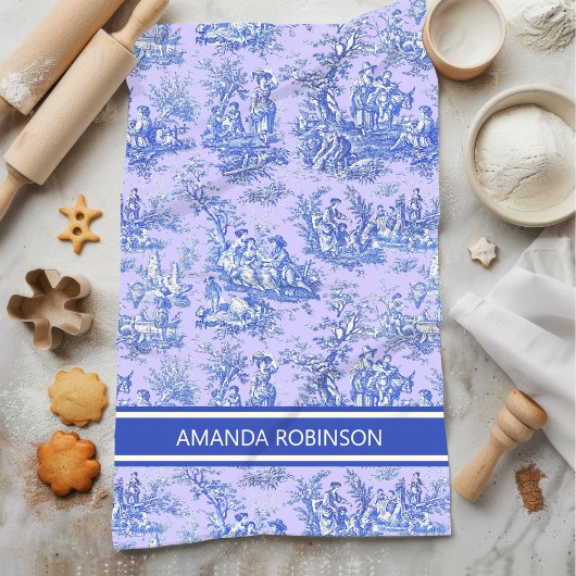  paarse blauw Toile de Jouy afgedrukt Theedoek