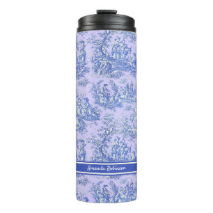 paarse blauw Toile de Jouy afgedrukt Thermosbeker