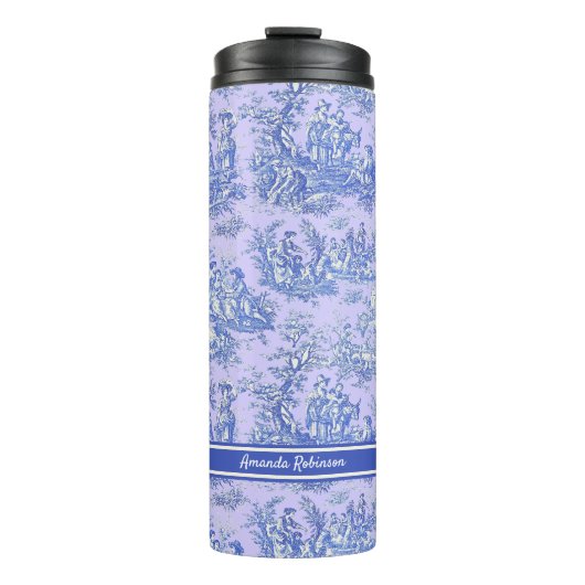 paarse blauw Toile de Jouy afgedrukt Thermosbeker (Voorkant)