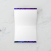 Paarse blauw tropisch palmblad patroon scriptnaam bedankkaart (Binnen)