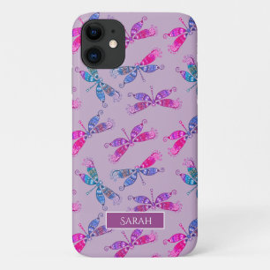 Paarse blauw tweetangspatroon Case-Mate iPhone Case