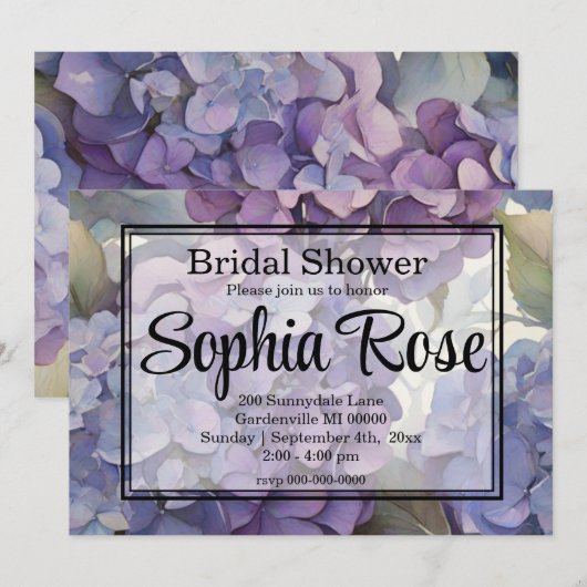  paarse blauw waterverf floral vrijgezellenfeest kaart (Voorkant / Achterkant)